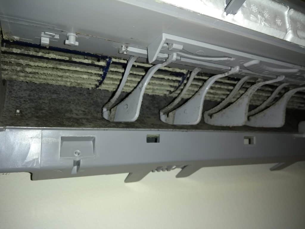 Heat pump mould and dirt before professional cleaning NS