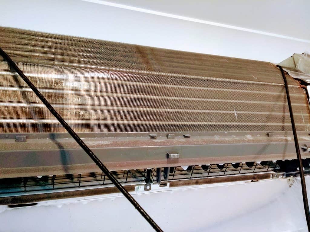 heavily soiled heat pump before cleaning ns