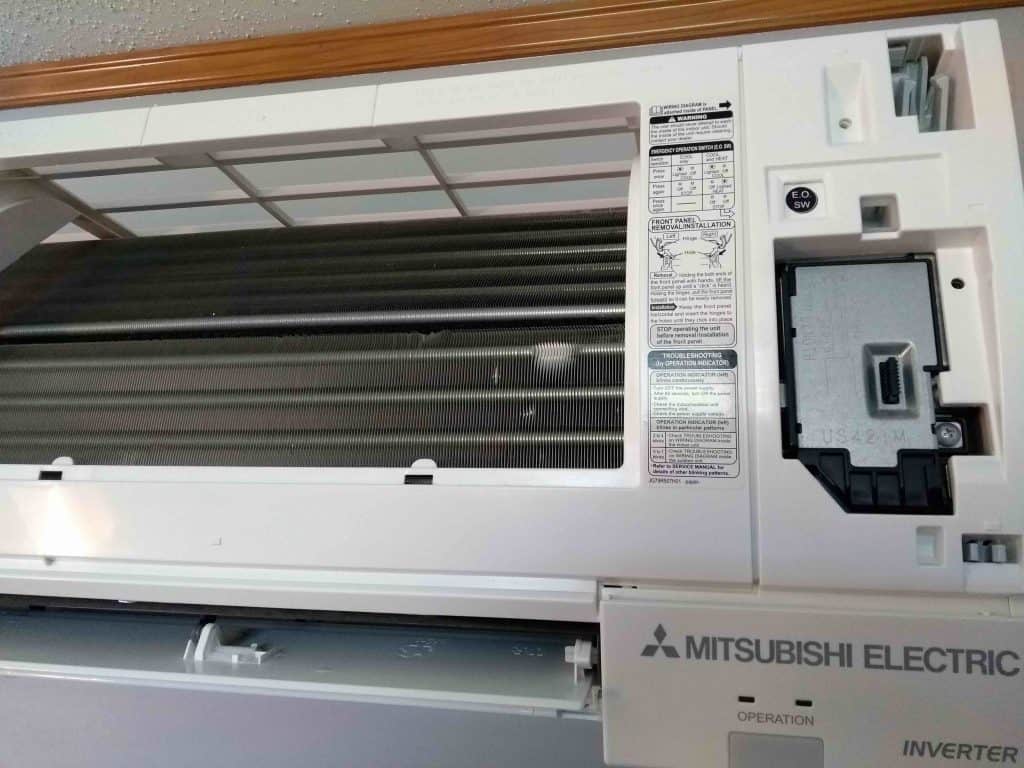 Clean Mitsubishi heat pump after Pure Air Cleaning service